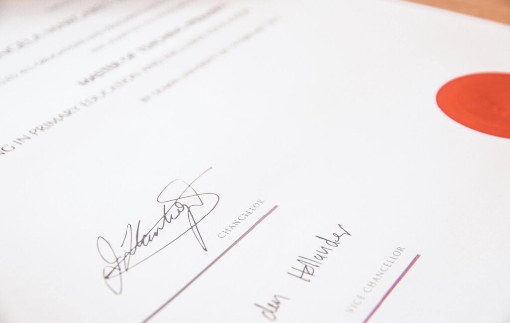 signatures on a certificate